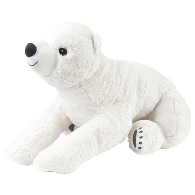 Cuddly white polar bear cuddly toy, soft, huggable, perfect for comfort.