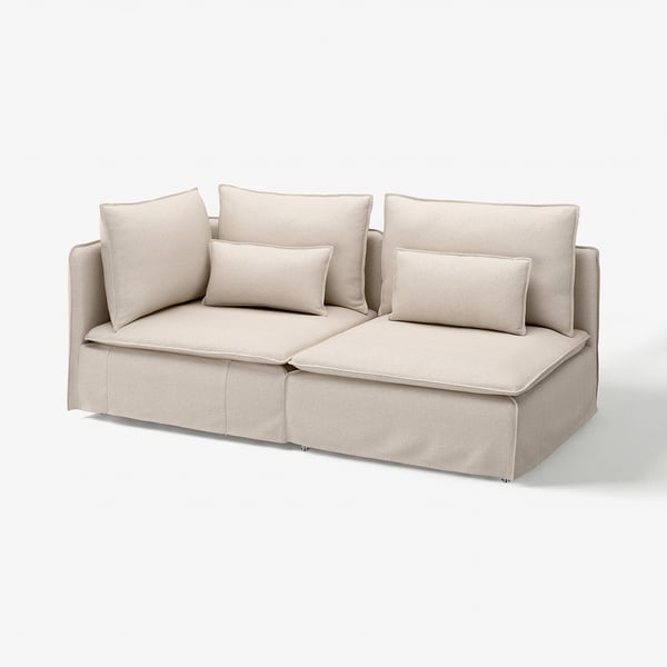 SÖDERHAMN sofa, light beige, modern minimalist, plush cushions.