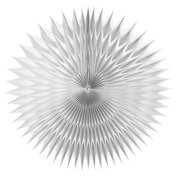 STRÅLA white star-shaped lamp, 3d pleated design, soft warm light, abs plastic frame, paperboard shade.
