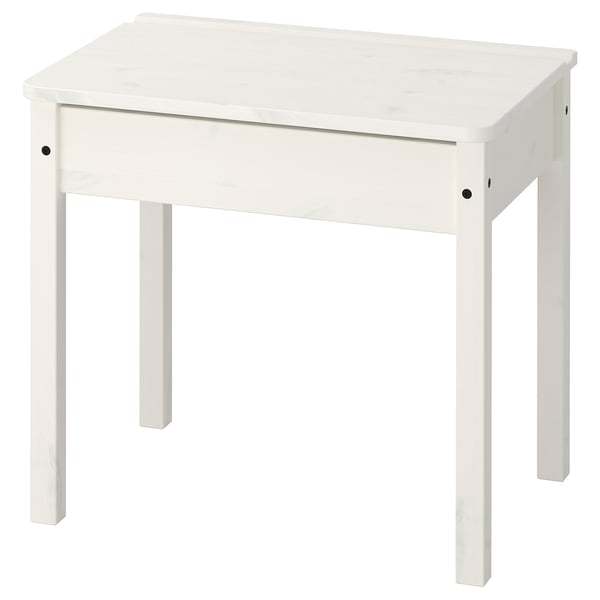 White kids desk, SUNDVIK, square top, four legs, simple design.