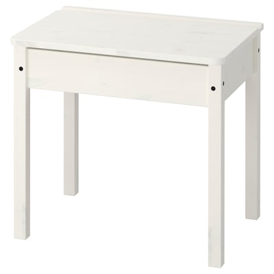 White kids desk, SUNDVIK, square top, four legs, simple design.