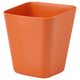 Bright orange square plastic bin; sleek, modern design.