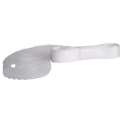 White nylon no-sew fabric hem tool, s-shape.