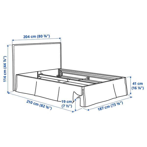 TÄRNKULLEN Upholstered bed frame, Vissle beige/Luröy, 180x200 cm