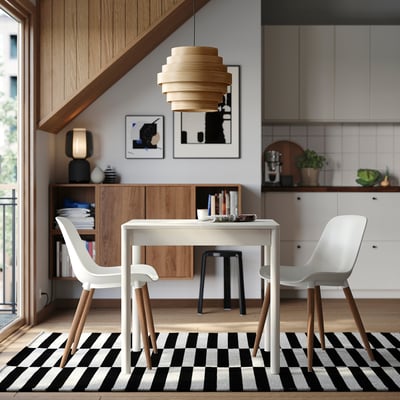TONSTAD Table and 2 chairs, off-white/white, 80/120x70 cm