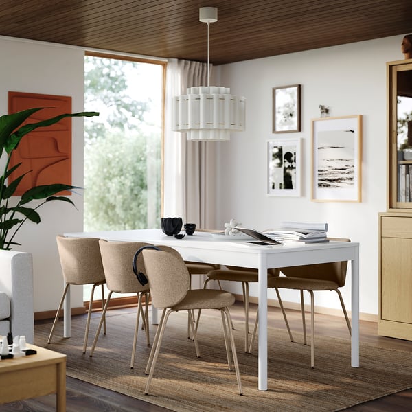 TONSTAD Table and 6 chairs, off-white/Tonerud dark beige, 200x85 cm