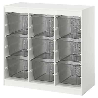 TROFAST Storage combination with boxes, room divider/white dark grey, 99x44x95 cm