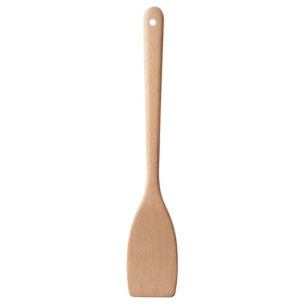 UTFORMA beech wooden spatula, natural, rectangular blade, hanging hole, durable kitchen tool.