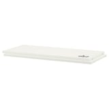 A UTRUSTA white melamine shelf, rectangular in shape, with a scratch-resistant surface.