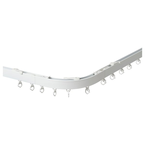 VIDGA silver curved curtain rail, minimalist design, detachable hooks, easy assembly.