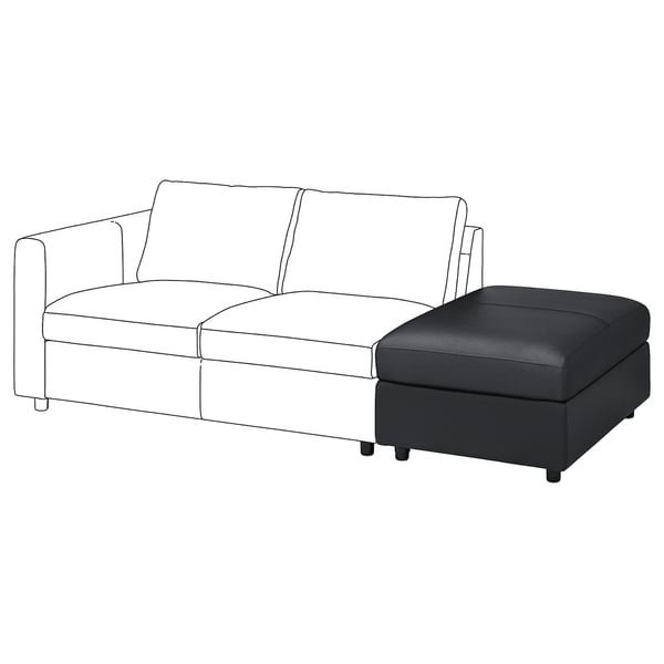 A VIMLE sofa with a black footstool, modern design, comfortable upholstery.