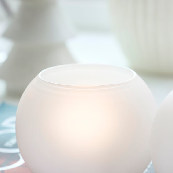 VINTERFINT Tealight holder, frosted glass white, 7 cm