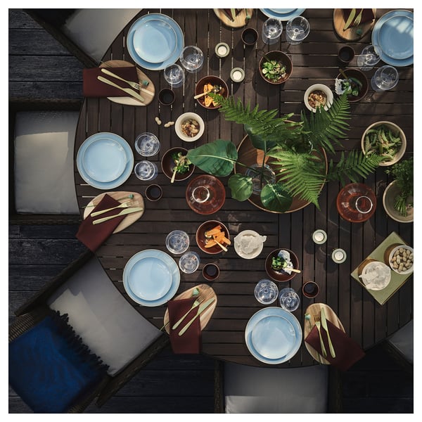 VITTSKÄR Table, plastic rattan outdoor/dark grey, 187 cm