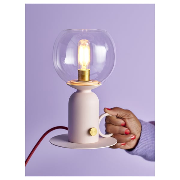 ÅSKMULLER 오스크물레르 탁상스탠드, 밝기조절 라이트핑크/레드, 24 cm