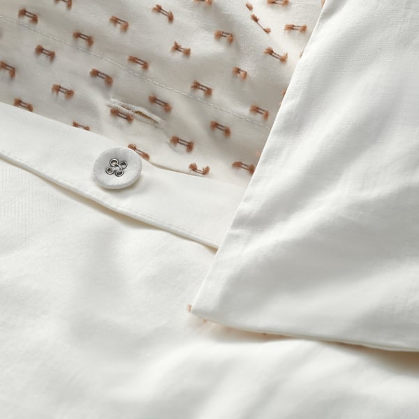 BANDKNIPPE 반드크니페 이불커버+베개커버, 화이트/베이지, 150x200/50x80 cm