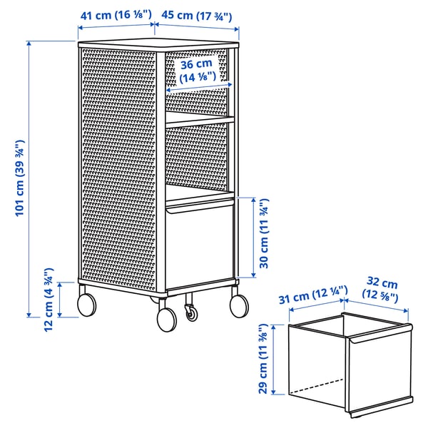 BEKANT 베칸트 이동식수납유닛, 메시/블랙, 41x101 cm