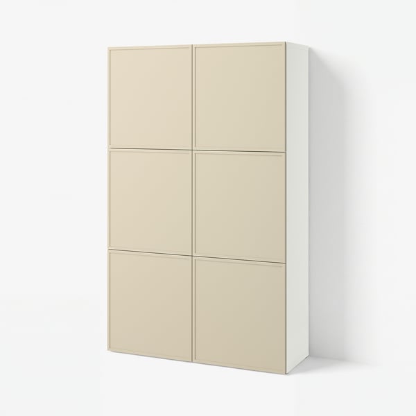 BESTÅ 베스토 수납콤비네이션+도어, 화이트/크루크마카레 베이지, 120x42x193 cm