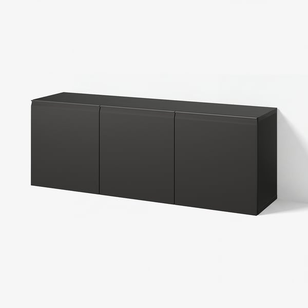 BESTÅ 베스토 벽수납콤비네이션, 블랙브라운/함마르스메드 앤트러싸이트, 180x42x64 cm