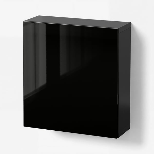 BESTÅ 베스토 벽수납콤비네이션, 블랙브라운/셀스비켄 블랙, 60x22x64 cm