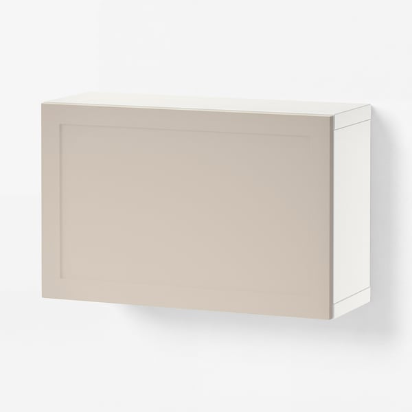 BESTÅ 베스토 벽수납콤비네이션, 화이트/라프비켄 라이트그레이/베이지, 60x22x38 cm