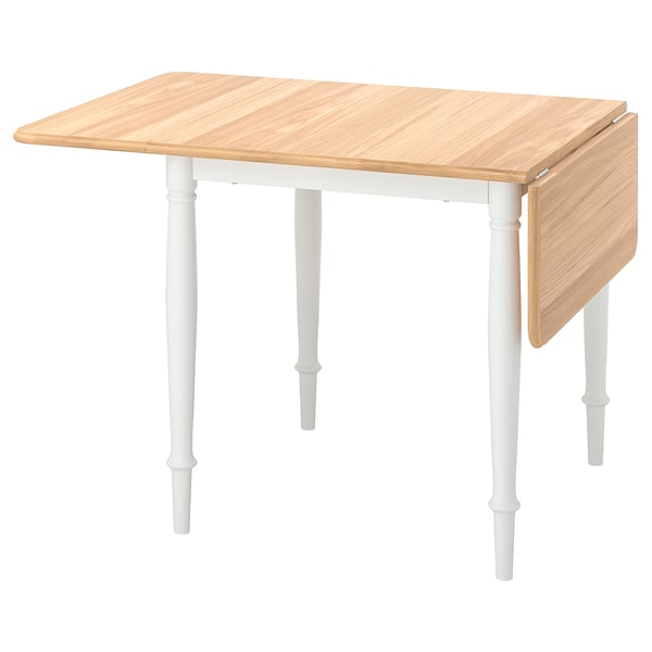 DANDERYD 단데뤼드 드롭리프테이블, 참나무무늬목/화이트, 74/134x80 cm