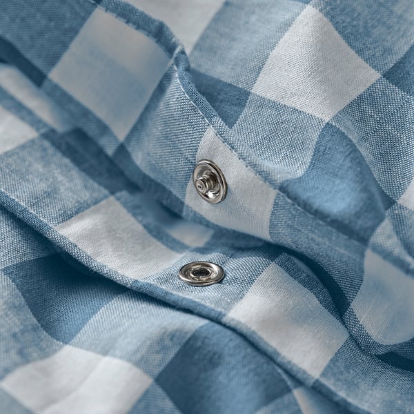 EKTANDVINGE 엑탄드빙에 이불커버+베개커버, 다크블루 화이트/체크, 150x200/50x80 cm
