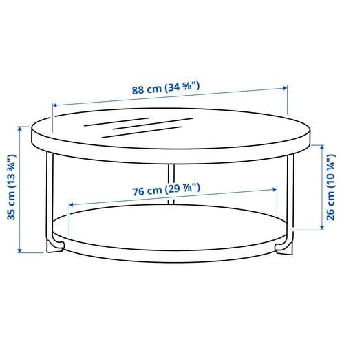 FRÖTORP 프뢰토르프 커피테이블, 화이트 크롬도금/화이트 유리, 88 cm