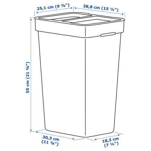 HÅLLBAR 홀바르 휴지통+뚜껑, 라이트그레이, 35 l