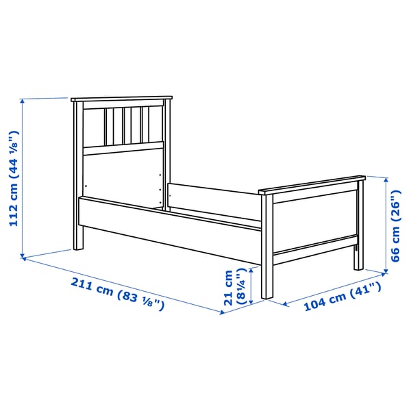 HEMNES 헴네스 침대프레임, 화이트 스테인, 90x200 cm