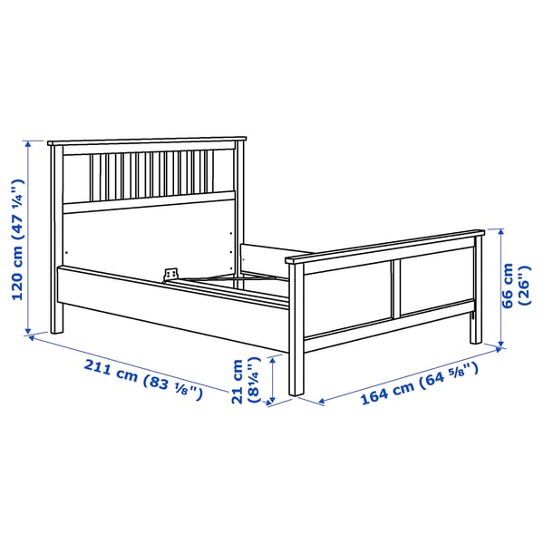 HEMNES 헴네스 침대프레임+매트리스, 화이트 스테인/오크레함 단단함, 150x200 cm