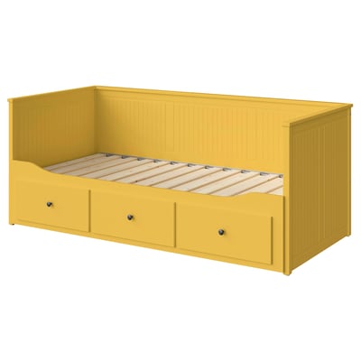 HEMNES 헴네스 데이베드프레임+서랍3, 옐로, 80x200 cm