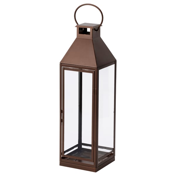 HÖSTAGILLE 회스타길레 기둥모양양초 랜턴, 실내외겸용, 코퍼색, 58 cm