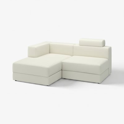 JÄTTEBO 예테보 2.5인용 모듈식 소파+긴 의자, 왼쪽 머리받침/악스발 오프화이트