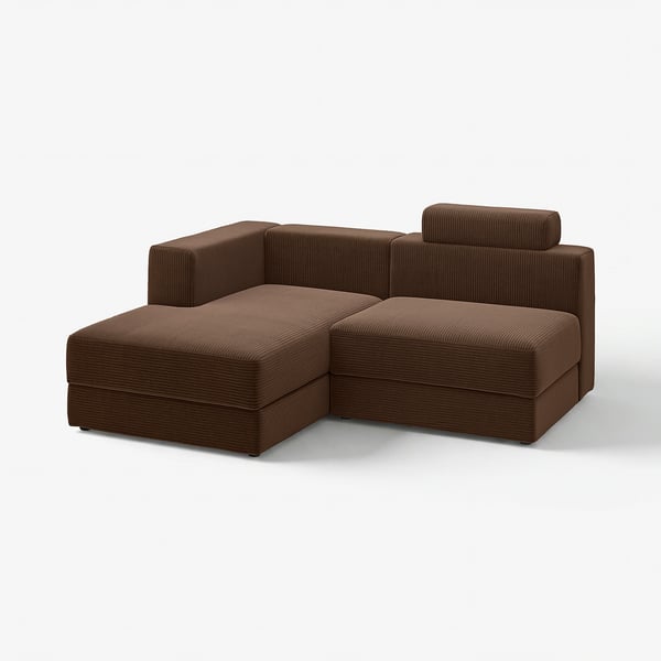 JÄTTEBO 예테보 2.5인용 모듈식 소파+긴 의자, 왼쪽 머리받침/삼살라 다크브라운