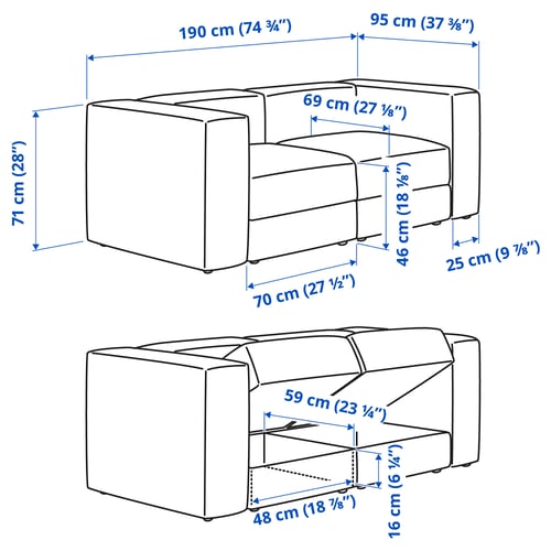 JÄTTEBO 예테보 2인용 모듈소파, 요한네스호브 브라운베이지