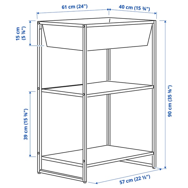 JOSTEIN 요스테인 선반유닛 및 용기, 실내외겸용/메탈 화이트, 61x40x90 cm