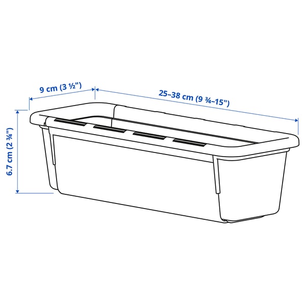 KACKLA 카클라 확장형수납상자, 화이트, 25-38x9 cm