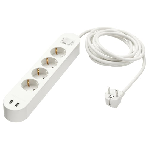 KOPPLA 콥플라 4구멀티탭+USB포트2, 화이트, 3.0 m