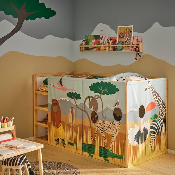 KURA 쿠라 침대커튼, 멀티컬러/사바나에 사는 동물들