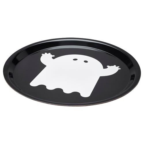 KUSTFYR 쿠스트퓌르 트레이, 고스트 패턴 블랙/화이트, 32 cm