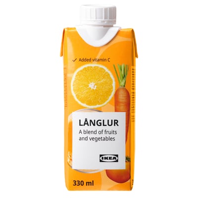 LÅNGLUR 롱루르 과일 채소 스무디, 오렌지/비타민C 첨가, 330 ml
