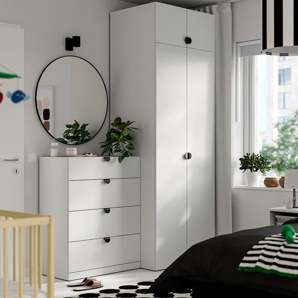 LASTARE 라스타레 4칸서랍장, 화이트, 80x42x100 cm