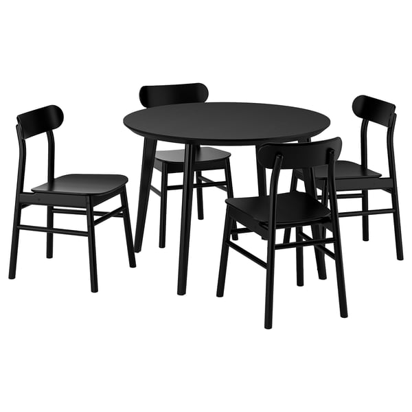 LISABO 리사보 / RÖNNINGE 뢴닝에 테이블+의자4, 블랙/블랙, 105 cm