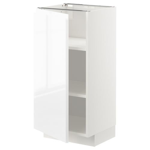 METOD 메토드 하부수납장+선반, 화이트/복스토르프 하이글로스/화이트, 40x37x80 cm