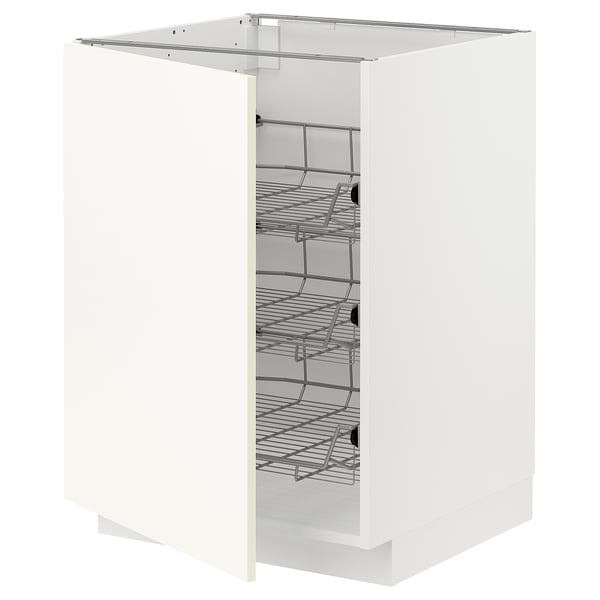 METOD 메토드 하부장+철망바구니, 화이트/발스테나 화이트, 60x60x80 cm