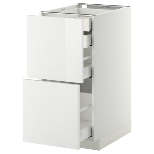 METOD 메토드 하부장+앞판2/서랍L2/서랍M1/서랍H1, 화이트 막시메라/링훌트 화이트, 40x60x80 cm