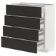 METOD 메토드 / MAXIMERA 막시메라 하부장+앞판4/서랍4, 화이트/니케보 매트 앤트러싸이트, 80x37x80 cm