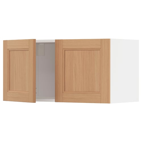 METOD 메토드 벽수납장+도어2, 화이트/베드함 참나무, 80x37x40 cm