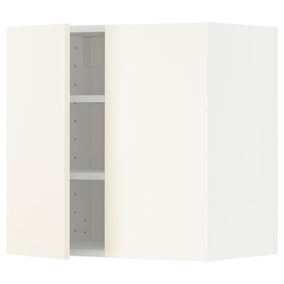 METOD 메토드 벽수납장+선반/도어2, 화이트/발스테나 화이트, 60x37x60 cm