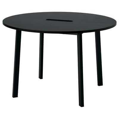 MITTZON 밋손 회의테이블, 원형 블랙스테인 물푸레무늬목/블랙, 120x75 cm